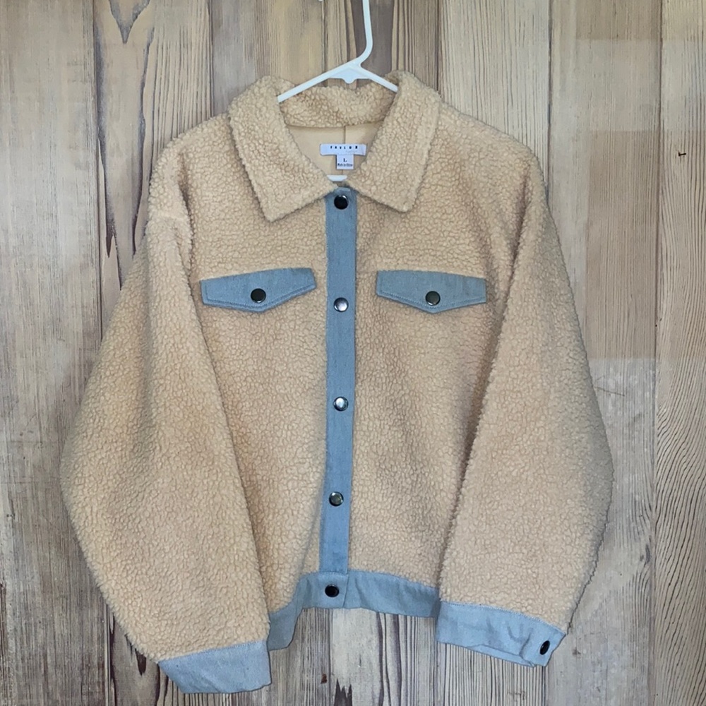 Favlux Fashion Denim Sherpa Jacket NWOT Size large
